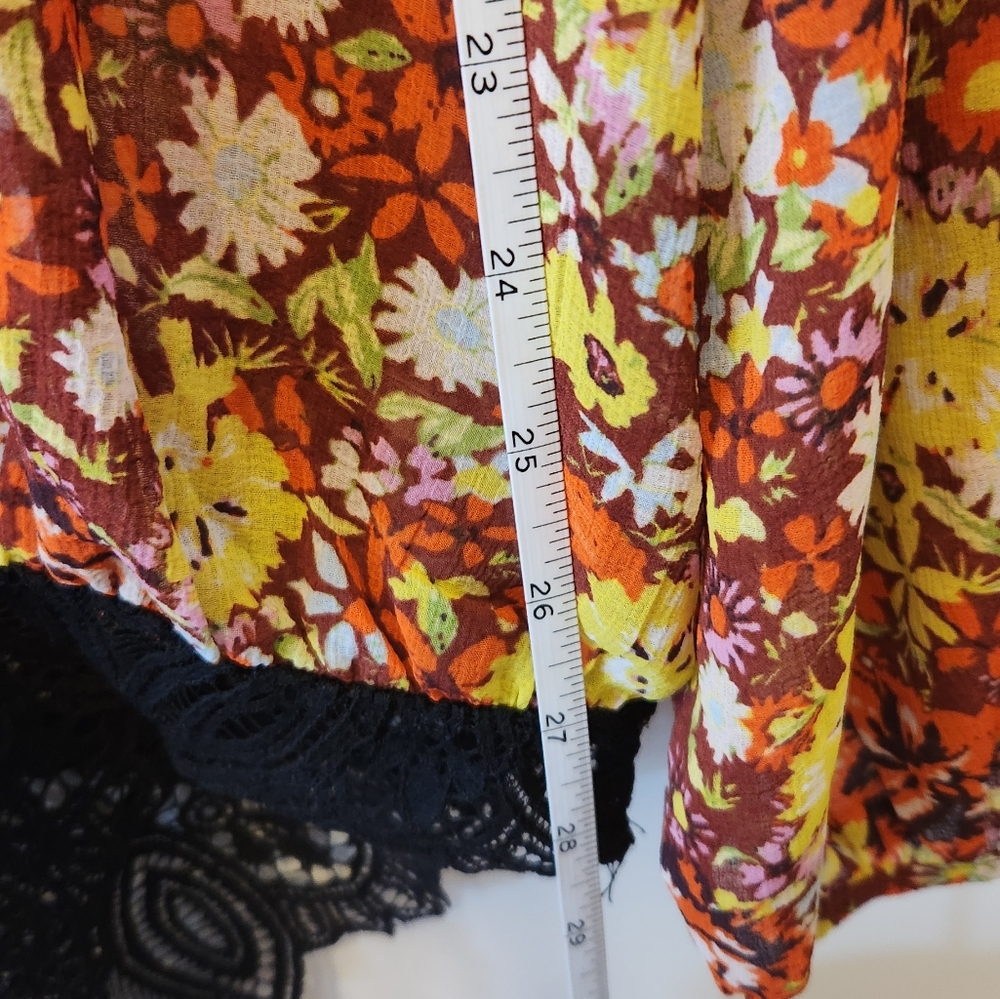 Free People Say It To Me Flutter Sleeve Bodysuit Flowy Boho Red Sienna SZ Large - Picture 5 of 16